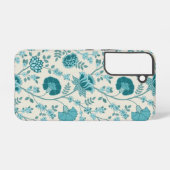 Jacobean Floral Big Pattern Teals op Cream Samsung Galaxy Hoesje (Achterkant horizontaal)