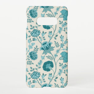 Jacobean Floral Big Pattern Teals op Cream Samsung Galaxy S10E Hoesje