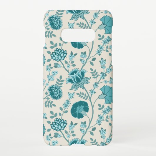 Jacobean Floral Big Pattern Teals op Cream Samsung Galaxy Hoesje (Achterkant)