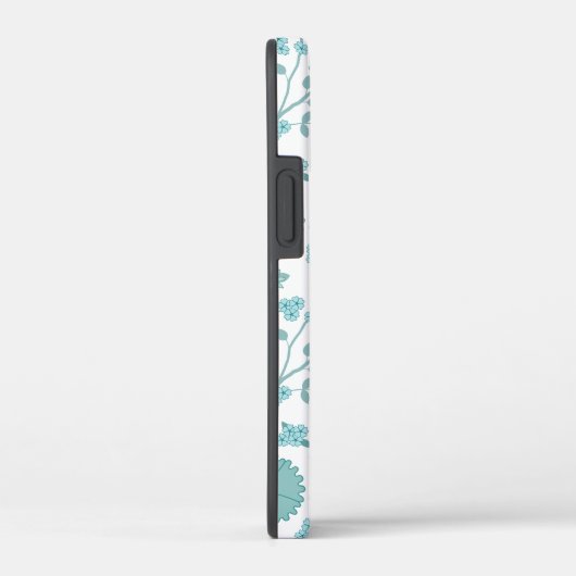 Jacobean Floral Big Pattern Teals op wit Case-Mate iPhone Case (Achterkant / Rechts)