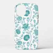 Jacobean Floral Big Pattern Teals op wit Case-Mate iPhone Case (Achterkant)