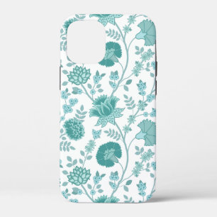 Jacobean Floral Big Pattern Teals op wit Case-Mate iPhone Case