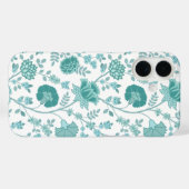 Jacobean Floral Big Pattern Teals op wit Case-Mate iPhone Case (Achterkant (horizontaal))