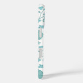 Jacobean Floral Big Pattern Teals op wit Case-Mate iPhone Case (Achterkant / Rechts)
