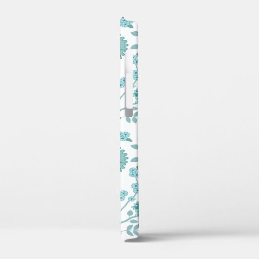 Jacobean Floral Big Pattern Teals op wit Case-Mate iPhone Case (Achterkant / Links)