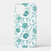 Jacobean Floral Big Pattern Teals op wit Case-Mate iPhone Case (Achterkant)