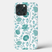 Jacobean Floral Big Pattern Teals op wit Case-Mate iPhone Case (Achterkant)