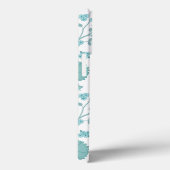 Jacobean Floral Big Pattern Teals op wit Case-Mate iPhone Case (Achterkant / Rechts)