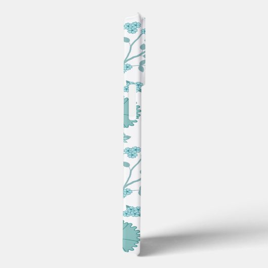 Jacobean Floral Big Pattern Teals op wit Case-Mate iPhone Case (Achterkant / Rechts)