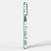 Jacobean Floral Big Pattern Teals op wit Case-Mate iPhone Case (Achterkant / Rechts)