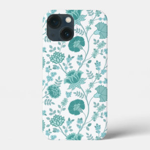 Jacobean Floral Big Pattern Teals op wit Case-Mate iPhone Case