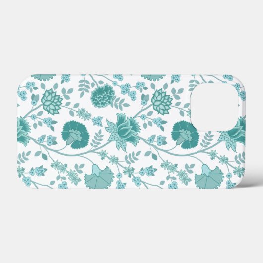 Jacobean Floral Big Pattern Teals op wit Case-Mate iPhone Case (Achterkant (horizontaal))