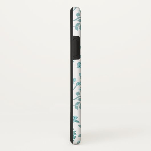 Jacobean Floral Big Pattern Teals op wit Case-Mate iPhone Case (Achterkant/rechts)