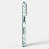 Jacobean Floral Big Pattern Teals op wit Case-Mate iPhone Case (Achterkant / Rechts)
