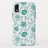 Jacobean Floral Big Pattern Teals op wit Case-Mate iPhone Case (Achterkant)