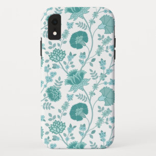 Jacobean Floral Big Pattern Teals op wit Case-Mate iPhone Case