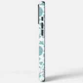 Jacobean Floral Big Pattern Teals op wit Case-Mate iPhone Case (Achterkant / Links)