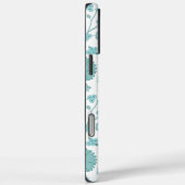 Jacobean Floral Big Pattern Teals op wit Case-Mate iPhone Case (Achterkant / Rechts)