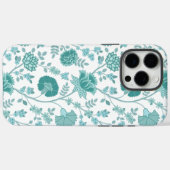 Jacobean Floral Big Pattern Teals op wit Case-Mate iPhone Case (Achterkant (horizontaal))