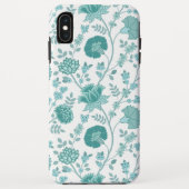 Jacobean Floral Big Pattern Teals op wit Case-Mate iPhone Case (Achterkant)