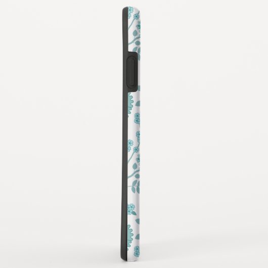 Jacobean Floral Big Pattern Teals op wit Case-Mate iPhone Case (Achterkant/rechts)