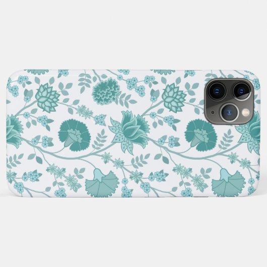 Jacobean Floral Big Pattern Teals op wit Case-Mate iPhone Case (Achterkant (horizontaal))