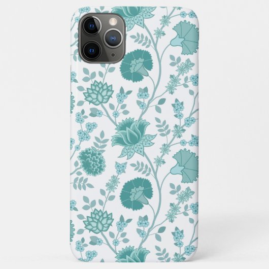Jacobean Floral Big Pattern Teals op wit Case-Mate iPhone Case (Achterkant)