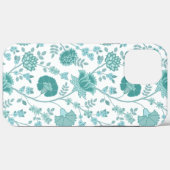 Jacobean Floral Big Pattern Teals op wit Case-Mate iPhone Case (Achterkant (horizontaal))