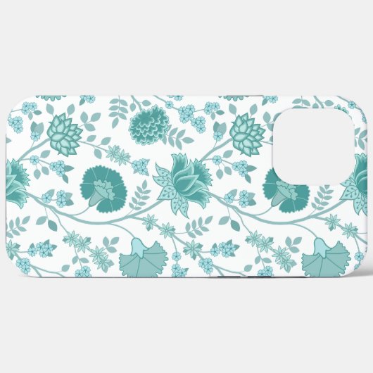 Jacobean Floral Big Pattern Teals op wit Case-Mate iPhone Case (Achterkant (horizontaal))