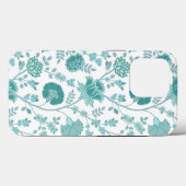 Jacobean Floral Big Pattern Teals op wit Case-Mate iPhone Case (Achterkant (horizontaal))