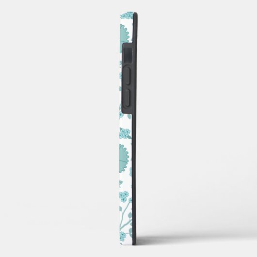 Jacobean Floral Big Pattern Teals op wit Case-Mate iPhone Case (Achterkant / Links)