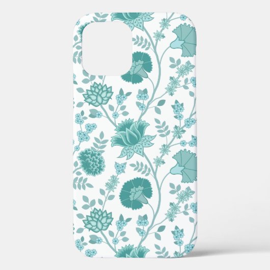 Jacobean Floral Big Pattern Teals op wit Case-Mate iPhone Case (Achterkant)