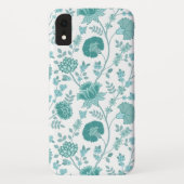 Jacobean Floral Big Pattern Teals op wit Case-Mate iPhone Case (Achterkant)