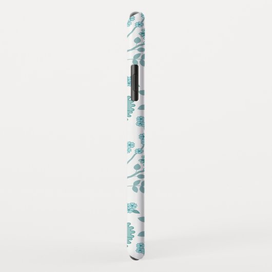 Jacobean Floral Big Pattern Teals op wit Case-Mate iPhone Case (Achterkant/rechts)