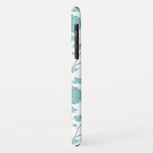 Jacobean Floral Big Pattern Teals op wit Case-Mate iPhone Case (Achterkant/links)