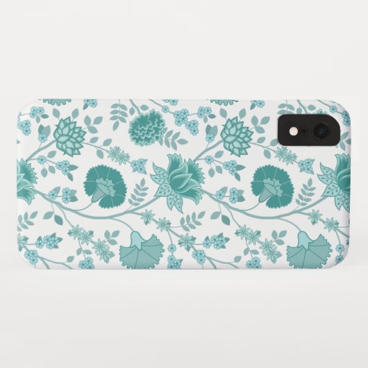 Jacobean Floral Big Pattern Teals op wit Case-Mate iPhone Case (Achterkant (horizontaal))