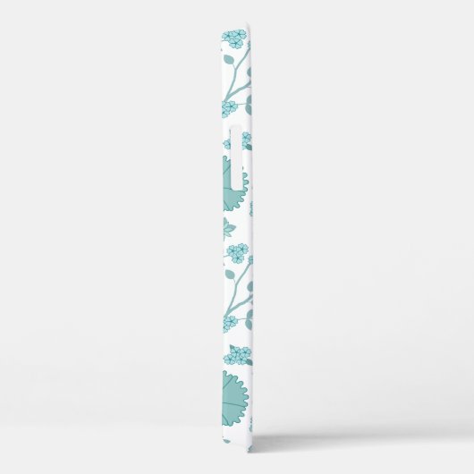 Jacobean Floral Big Pattern Teals op wit Case-Mate iPhone Case (Achterkant / Rechts)