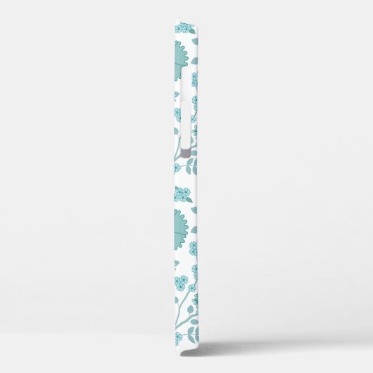 Jacobean Floral Big Pattern Teals op wit Case-Mate iPhone Case (Achterkant / Links)