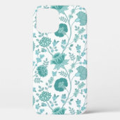 Jacobean Floral Big Pattern Teals op wit Case-Mate iPhone Case (Achterkant)