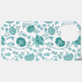 Jacobean Floral Big Pattern Teals op wit Case-Mate iPhone Case (Achterkant (horizontaal))