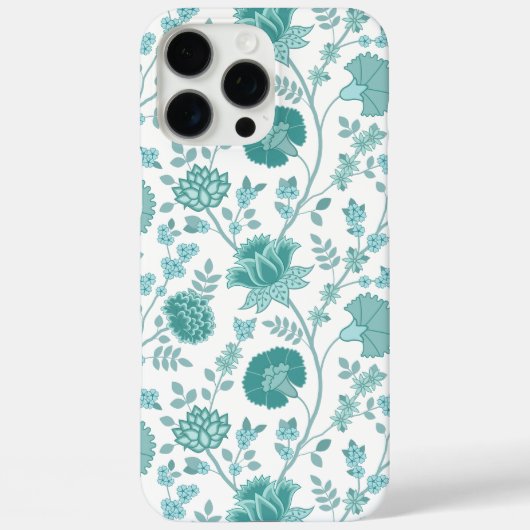 Jacobean Floral Big Pattern Teals op wit Case-Mate iPhone Case (Achterkant)