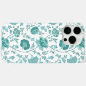 Jacobean Floral Big Pattern Teals op wit Case-Mate iPhone Case (Achterkant (horizontaal))