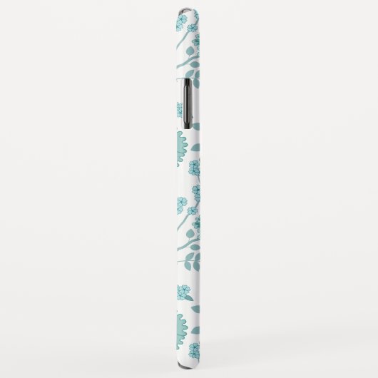 Jacobean Floral Big Pattern Teals op wit Case-Mate iPhone Case (Achterkant/rechts)
