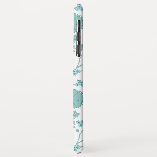 Jacobean Floral Big Pattern Teals op wit Case-Mate iPhone Case (Achterkant/links)