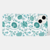 Jacobean Floral Big Pattern Teals op wit Case-Mate iPhone Case (Achterkant (horizontaal))