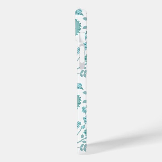 Jacobean Floral Big Pattern Teals op wit Case-Mate iPhone Case (Achterkant / Links)