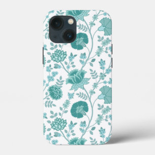 Jacobean Floral Big Pattern Teals op wit Case-Mate iPhone Case