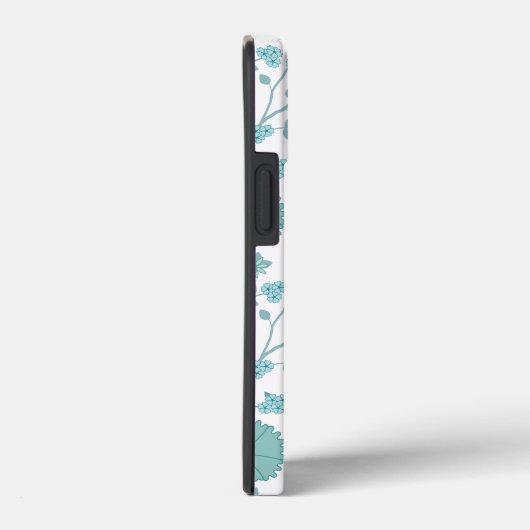 Jacobean Floral Big Pattern Teals op wit Case-Mate iPhone Case (Achterkant / Rechts)