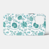 Jacobean Floral Big Pattern Teals op wit Case-Mate iPhone Case (Achterkant (horizontaal))