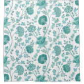 Jacobean Floral Big Pattern Teals op wit Douchegordijn (Voorkant)